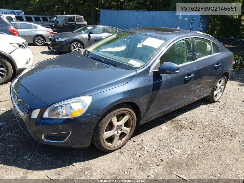 2012 Volvo S60 T5/T5 W/Moonroof VIN: YV1622FS9C2145551 Lot: 45561214