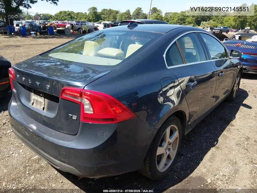 2012 Volvo S60 T5/T5 W/Moonroof VIN: YV1622FS9C2145551 Lot: 45561214