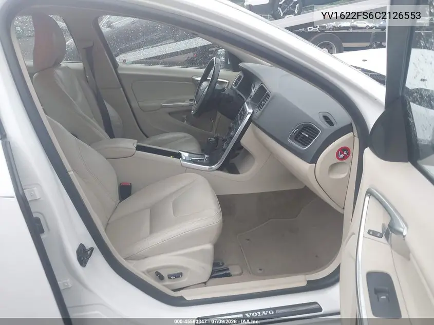 2012 Volvo S60 T5/T5 W/Moonroof VIN: YV1622FS6C2126553 Lot: 45593347