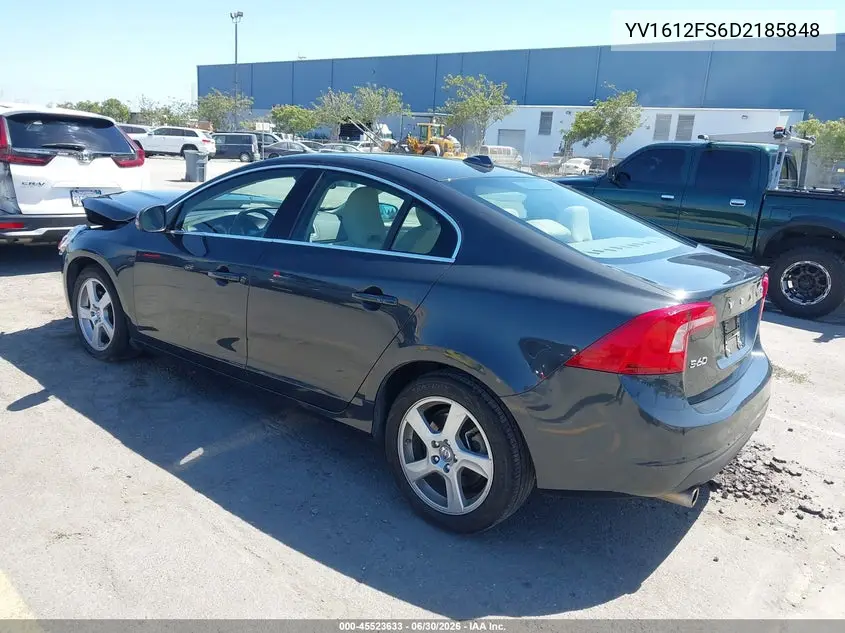 2013 Volvo S60 T5/T5 Platinum/T5 Premier/T5 Premier Plus VIN: YV1612FS6D2185848 Lot: 45523633
