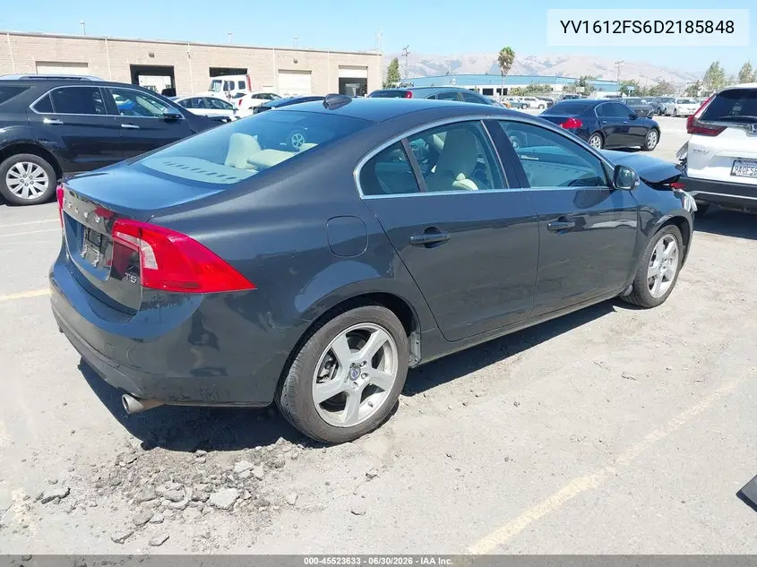 2013 Volvo S60 T5/T5 Platinum/T5 Premier/T5 Premier Plus VIN: YV1612FS6D2185848 Lot: 45523633