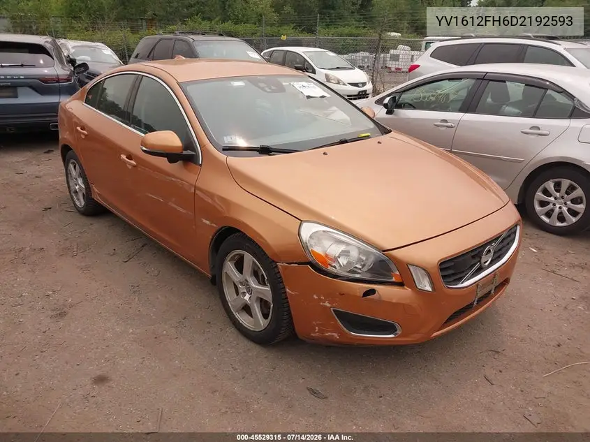 2013 Volvo S60 T5/T5 Platinum/T5 Premier/T5 Premier Plus VIN: YV1612FH6D2192593 Lot: 45529315