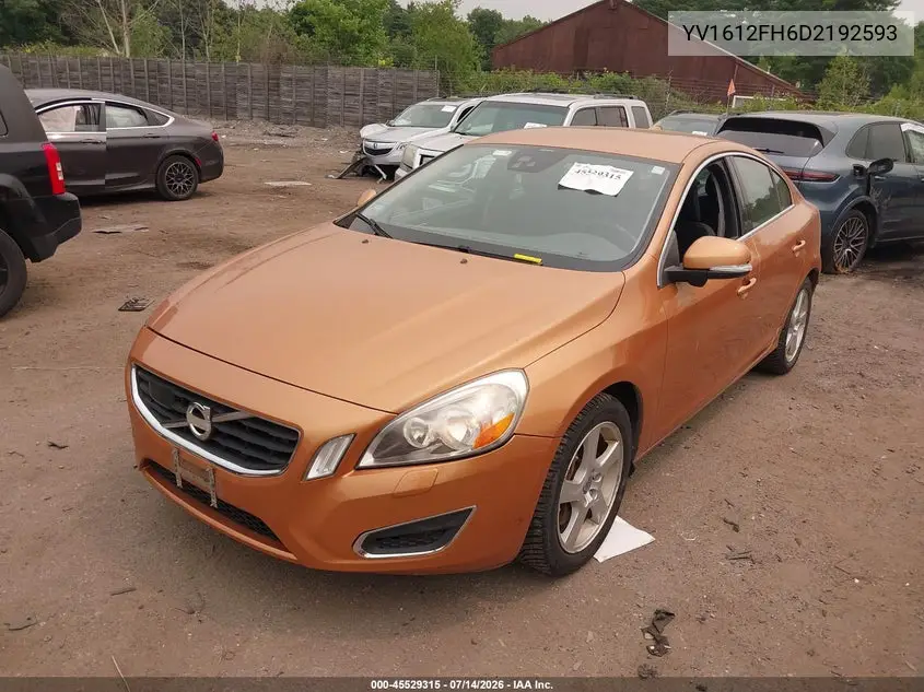 2013 Volvo S60 T5/T5 Platinum/T5 Premier/T5 Premier Plus VIN: YV1612FH6D2192593 Lot: 45529315