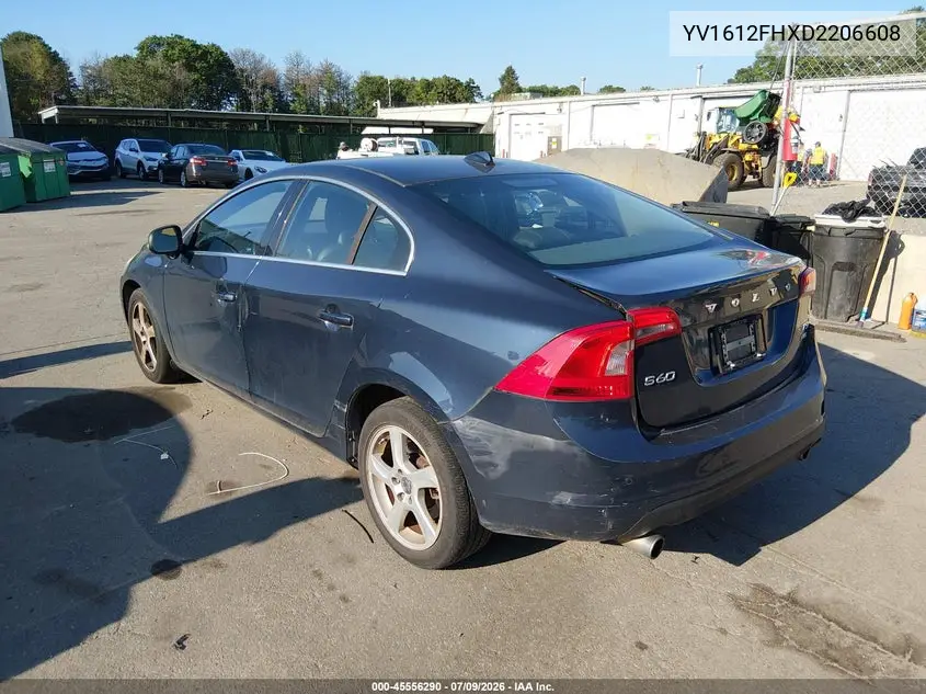 2013 Volvo S60 T5/T5 Platinum/T5 Premier/T5 Premier Plus VIN: YV1612FHXD2206608 Lot: 45556290