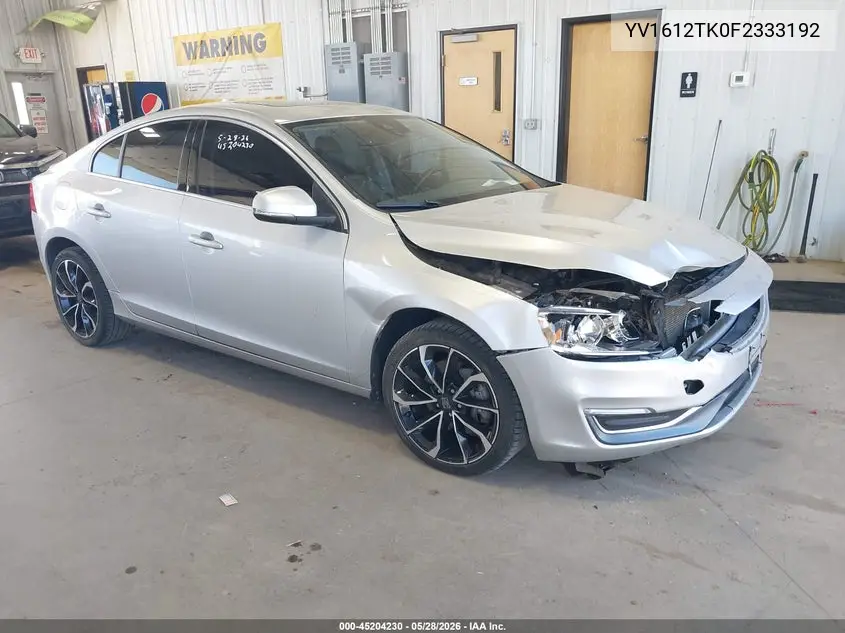 2015 Volvo S60 T5 Premier VIN: YV1612TK0F2333192 Lot: 45204230