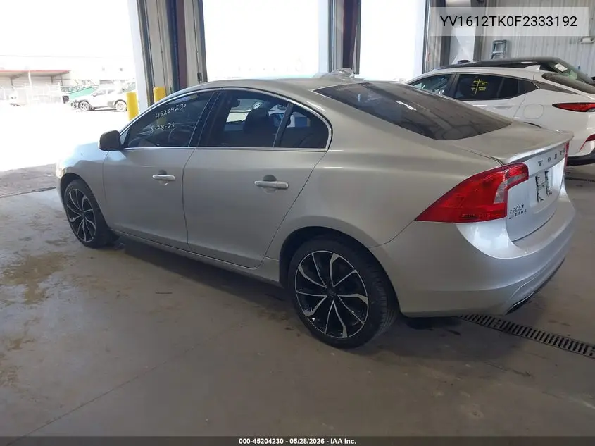 2015 Volvo S60 T5 Premier VIN: YV1612TK0F2333192 Lot: 45204230