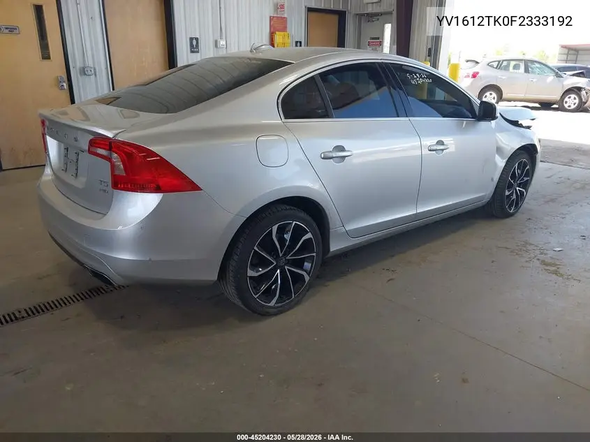 2015 Volvo S60 T5 Premier VIN: YV1612TK0F2333192 Lot: 45204230