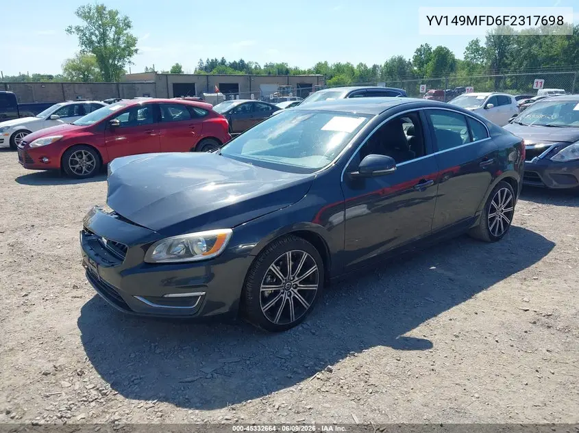 2015 Volvo S60 T6 Platinum VIN: YV149MFD6F2317698 Lot: 45332664