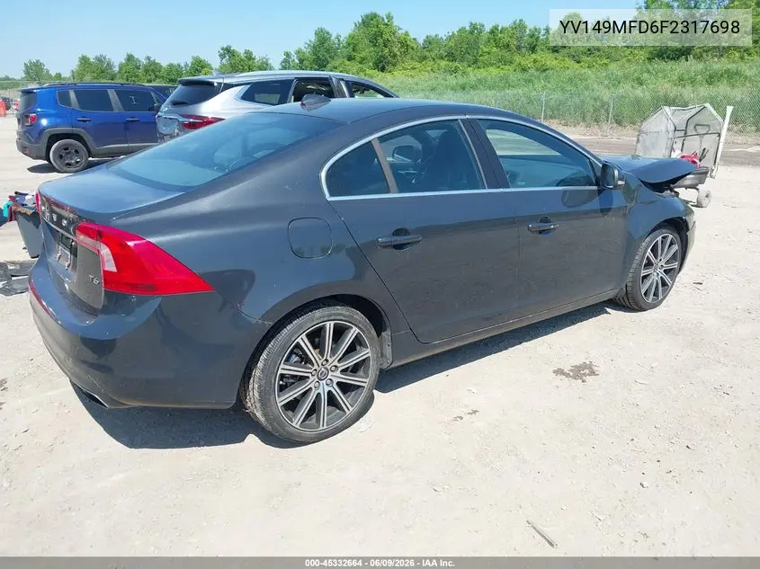2015 Volvo S60 T6 Platinum VIN: YV149MFD6F2317698 Lot: 45332664