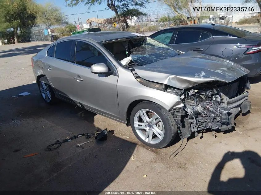 2015 Volvo S60 T5 Premier VIN: YV140MFK3F2335746 Lot: 45400705