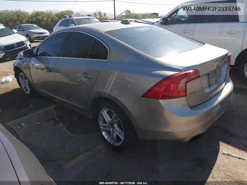 2015 Volvo S60 T5 Premier VIN: YV140MFK3F2335746 Lot: 45400705