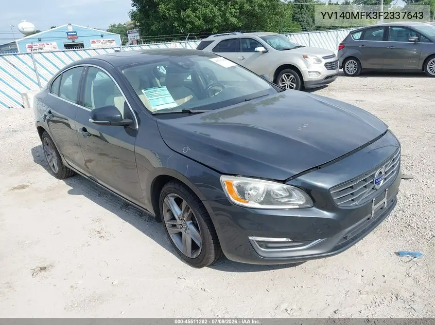 2015 Volvo S60 T5 Premier VIN: YV140MFK3F2337643 Lot: 45511282