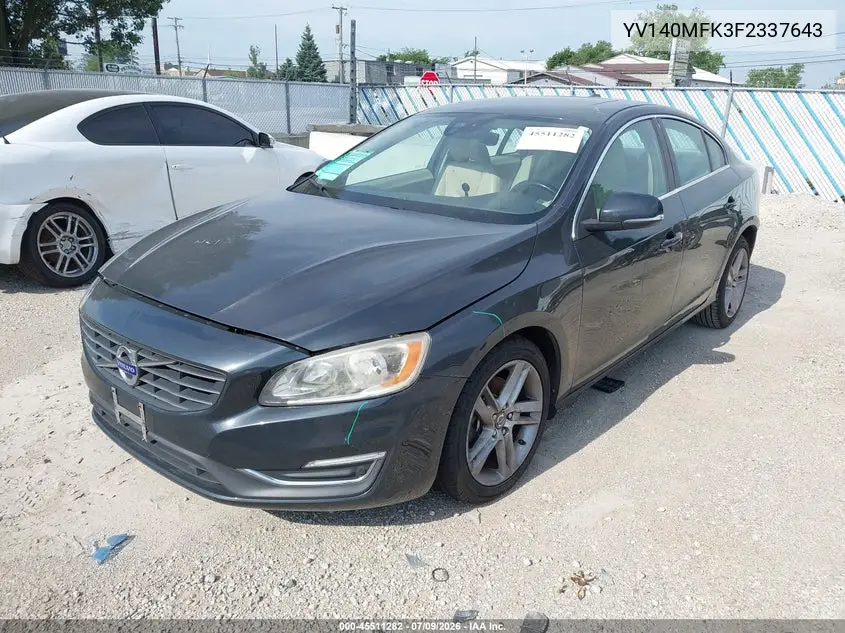 2015 Volvo S60 T5 Premier VIN: YV140MFK3F2337643 Lot: 45511282