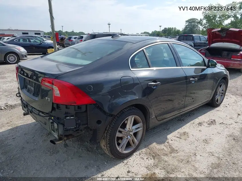 2015 Volvo S60 T5 Premier VIN: YV140MFK3F2337643 Lot: 45511282