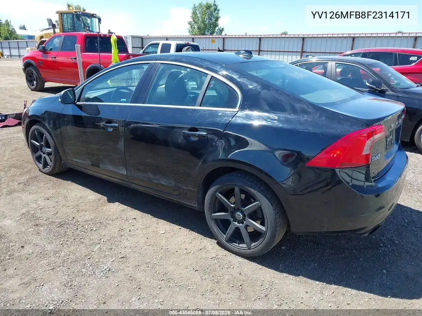2015 Volvo S60 T5 Premier VIN: YV126MFB8F2314171 Lot: 45548089