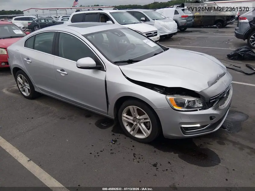 2015 Volvo S60 T5 Platinum VIN: YV126MFM2F2361570 Lot: 45592533