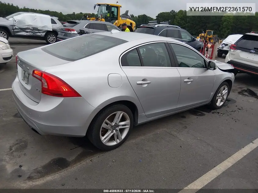 2015 Volvo S60 T5 Platinum VIN: YV126MFM2F2361570 Lot: 45592533