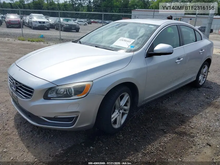 2015 Volvo S60 T5 Premier VIN: YV140MFB1F2316158 Lot: 45692589