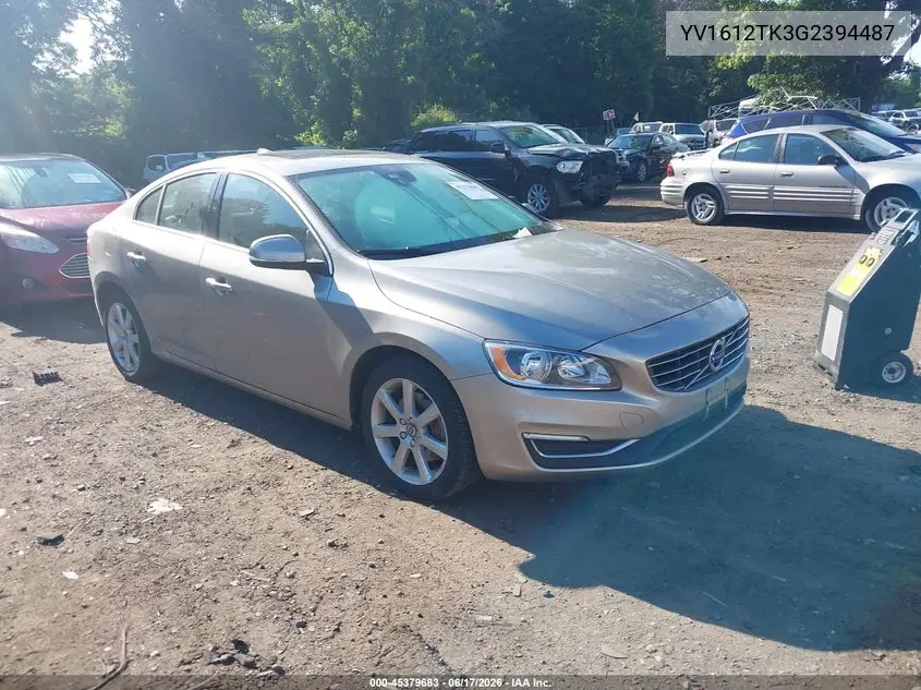 2016 Volvo S60 T5 Premier VIN: YV1612TK3G2394487 Lot: 45379683