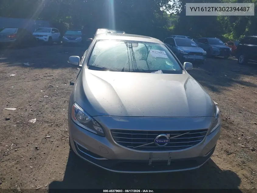 2016 Volvo S60 T5 Premier VIN: YV1612TK3G2394487 Lot: 45379683