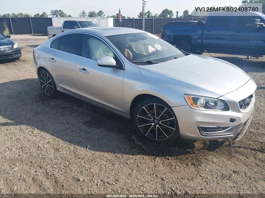 2016 Volvo S60 T5 Drive-E Premier VIN: YV126MFK8G2408780 Lot: 45432828
