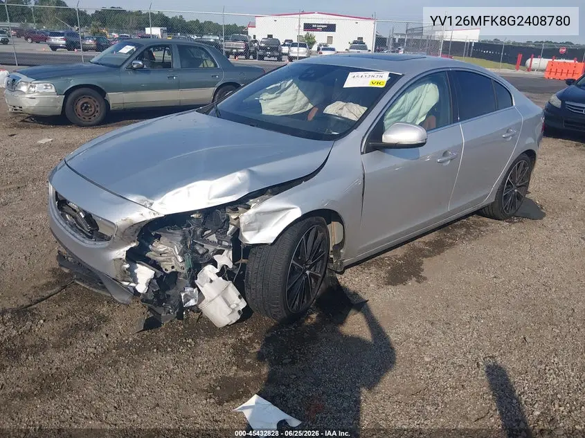 2016 Volvo S60 T5 Drive-E Premier VIN: YV126MFK8G2408780 Lot: 45432828