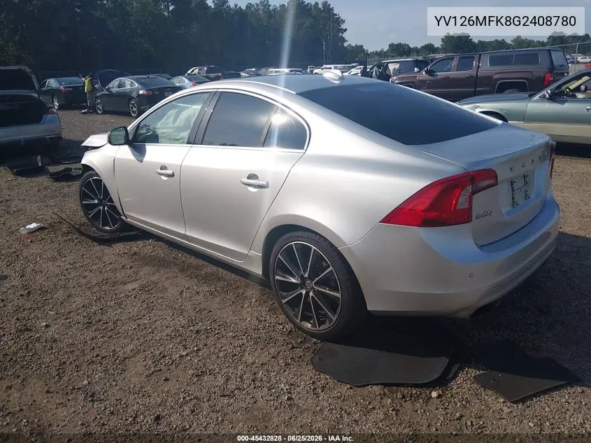 2016 Volvo S60 T5 Drive-E Premier VIN: YV126MFK8G2408780 Lot: 45432828