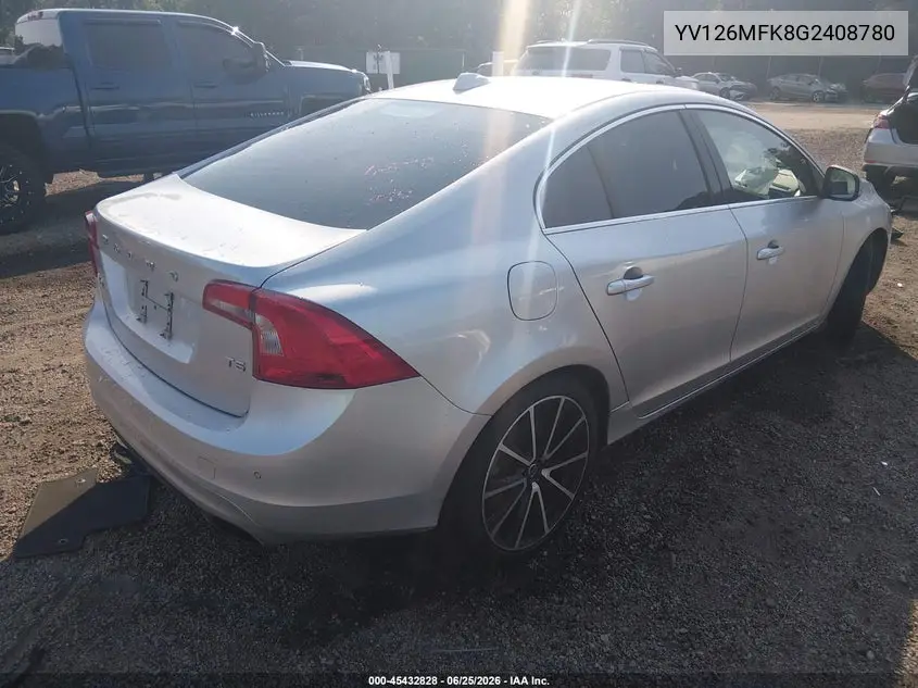 2016 Volvo S60 T5 Drive-E Premier VIN: YV126MFK8G2408780 Lot: 45432828