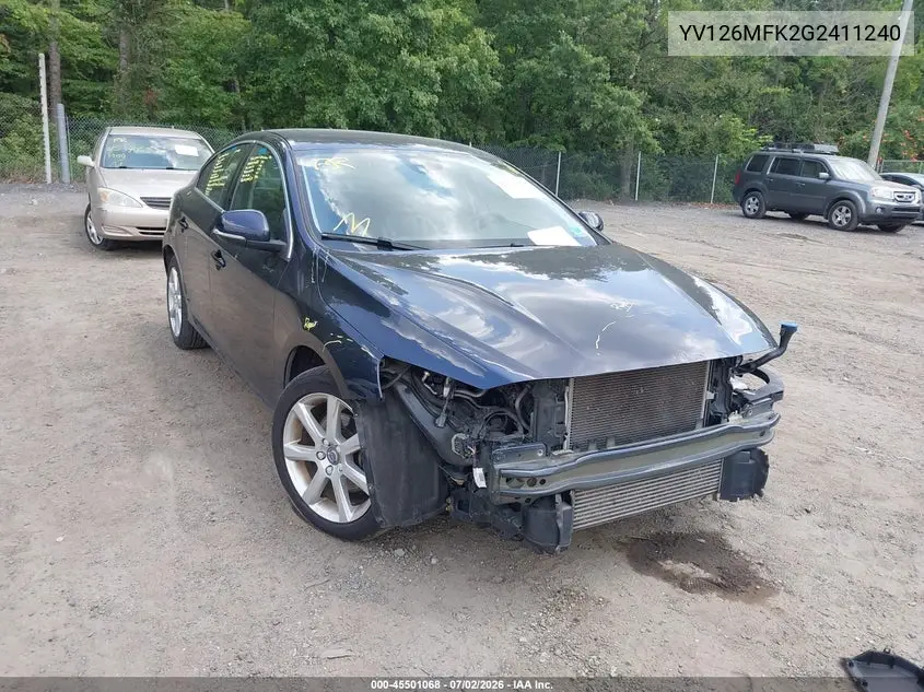 2016 Volvo S60 T5 Drive-E Premier VIN: YV126MFK2G2411240 Lot: 45501068