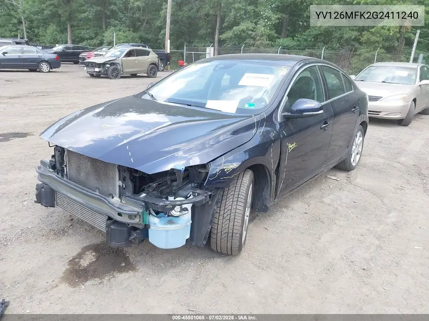 2016 Volvo S60 T5 Drive-E Premier VIN: YV126MFK2G2411240 Lot: 45501068