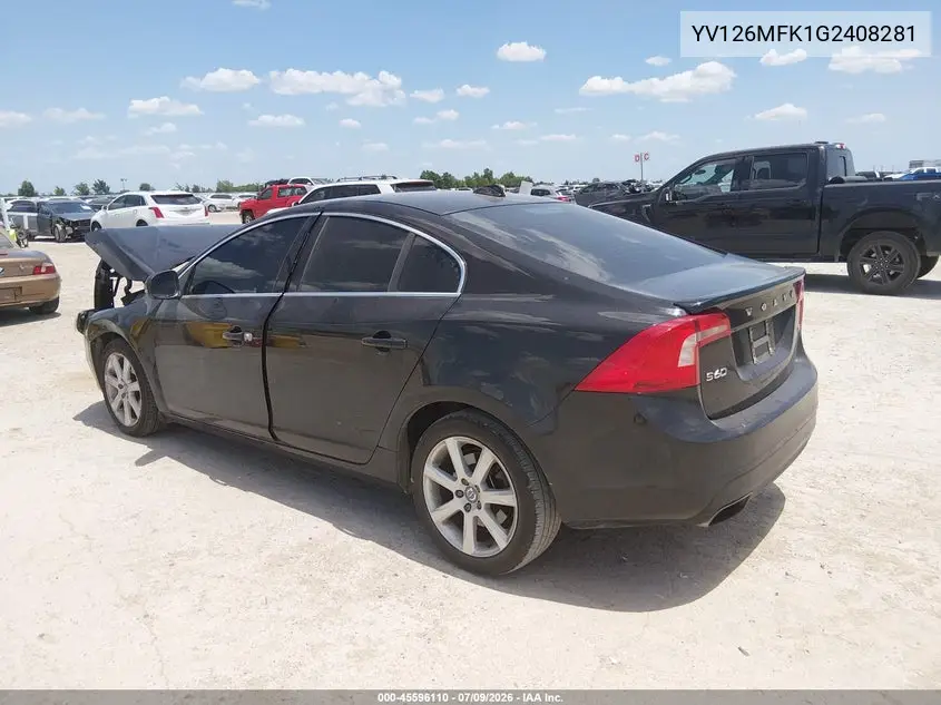 2016 Volvo S60 T5 Drive-E Premier VIN: YV126MFK1G2408281 Lot: 45596110