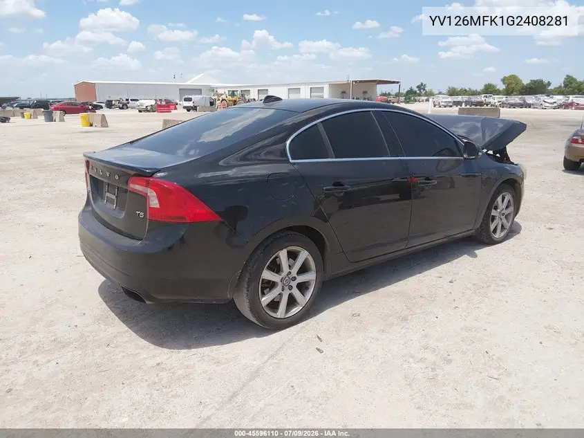 2016 Volvo S60 T5 Drive-E Premier VIN: YV126MFK1G2408281 Lot: 45596110
