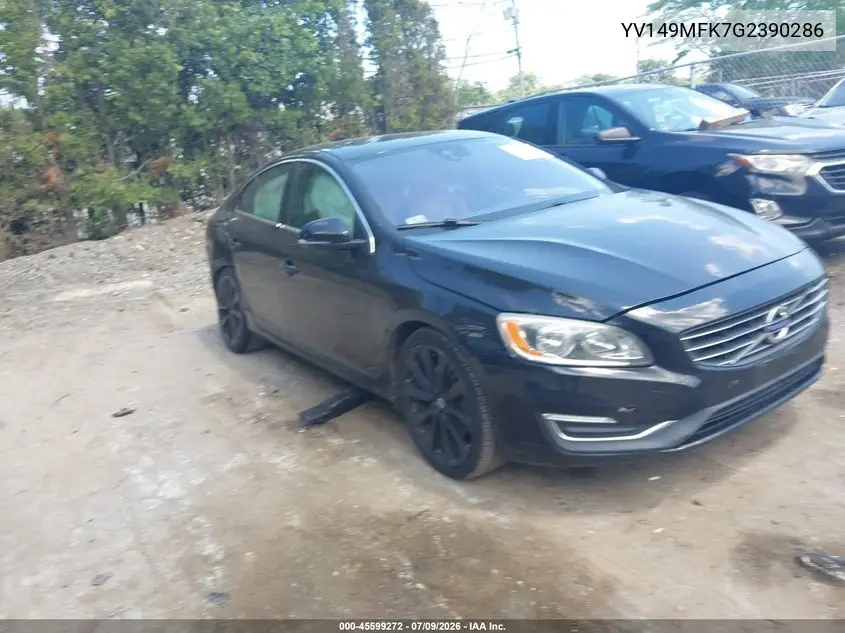 2016 Volvo S60 T6 Drive-E VIN: YV149MFK7G2390286 Lot: 45599272