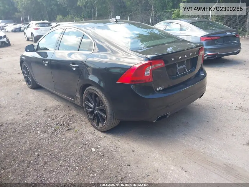 2016 Volvo S60 T6 Drive-E VIN: YV149MFK7G2390286 Lot: 45599272