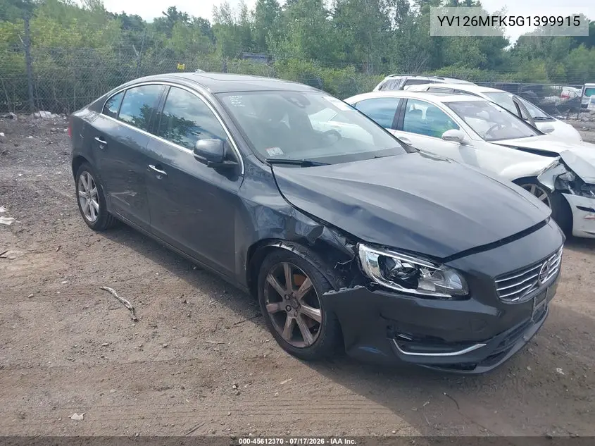 2016 Volvo S60 T5 Drive-E Premier VIN: YV126MFK5G1399915 Lot: 45612370