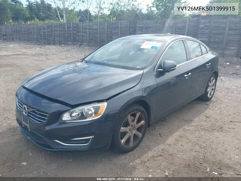 2016 Volvo S60 T5 Drive-E Premier VIN: YV126MFK5G1399915 Lot: 45612370