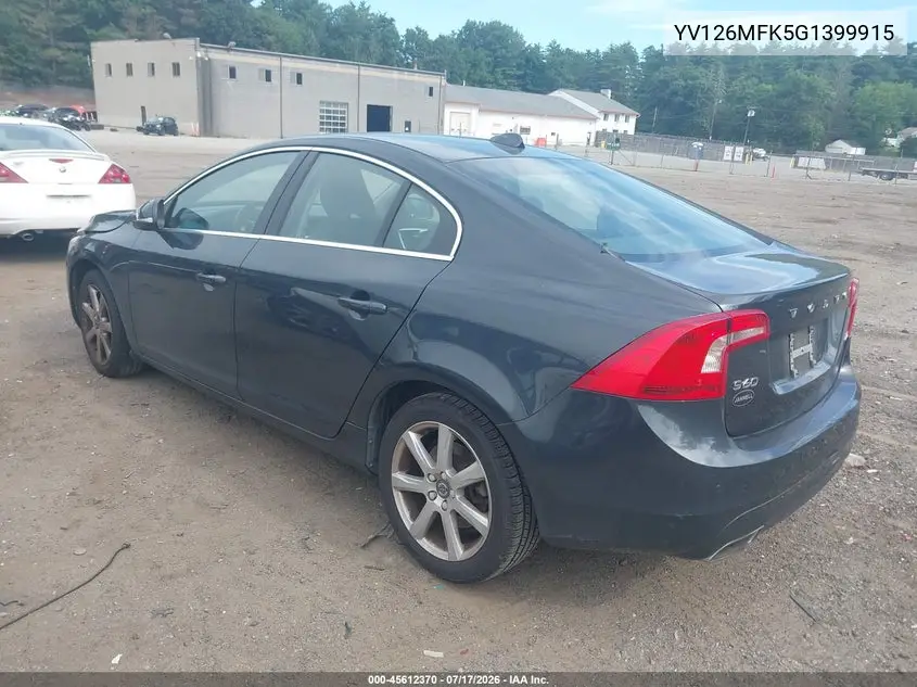 2016 Volvo S60 T5 Drive-E Premier VIN: YV126MFK5G1399915 Lot: 45612370