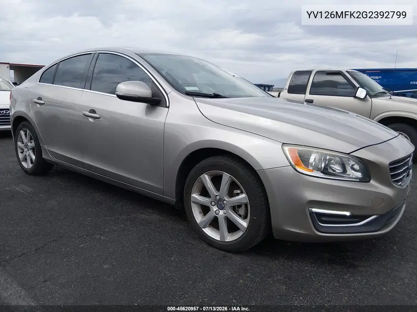 2016 Volvo S60 T5 Drive-E Premier VIN: YV126MFK2G2392799 Lot: 45620957
