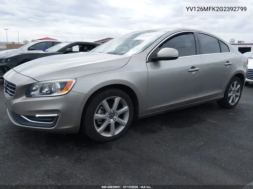 2016 Volvo S60 T5 Drive-E Premier VIN: YV126MFK2G2392799 Lot: 45620957