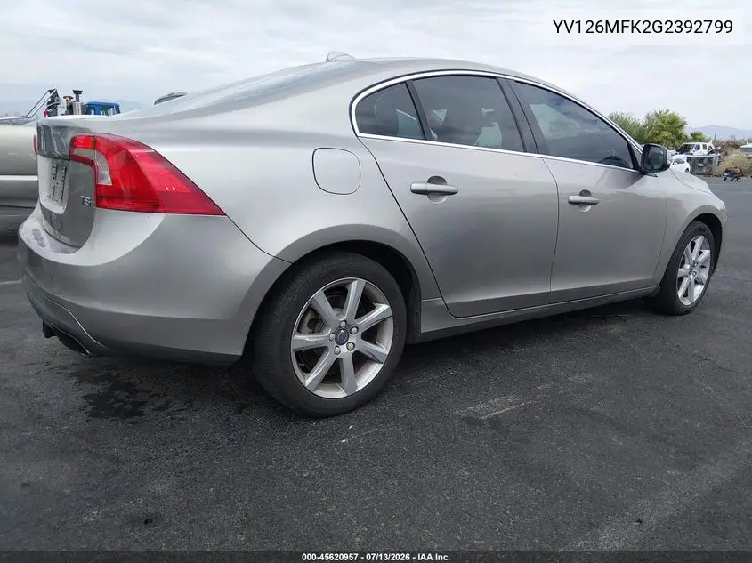 2016 Volvo S60 T5 Drive-E Premier VIN: YV126MFK2G2392799 Lot: 45620957