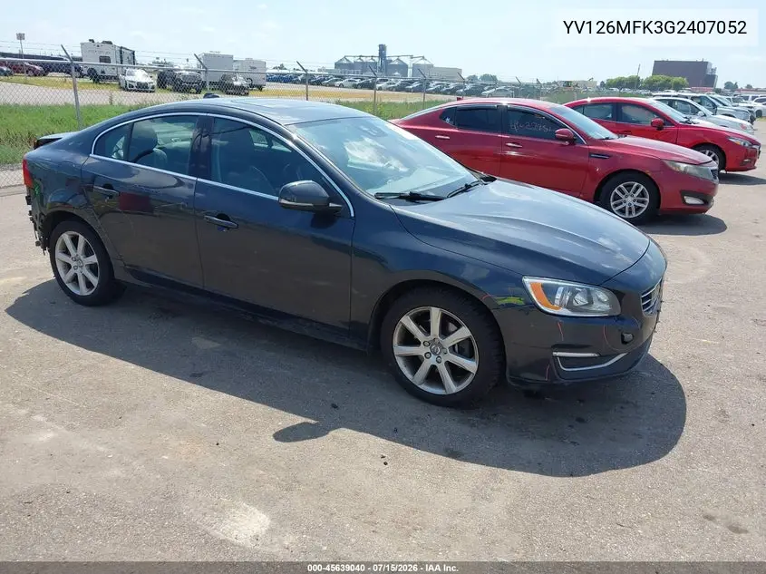 2016 Volvo S60 T5 Drive-E Premier VIN: YV126MFK3G2407052 Lot: 45639040