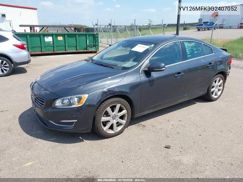 2016 Volvo S60 T5 Drive-E Premier VIN: YV126MFK3G2407052 Lot: 45639040