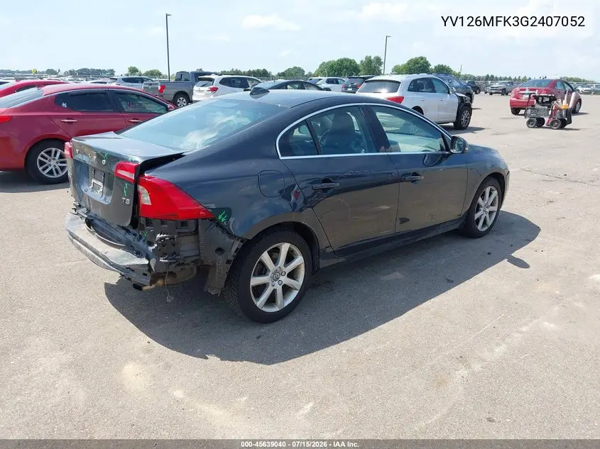 2016 Volvo S60 T5 Drive-E Premier VIN: YV126MFK3G2407052 Lot: 45639040