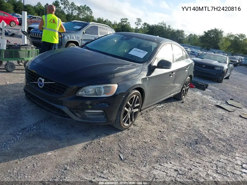 2017 Volvo S60 T5 Dynamic VIN: YV140MTL7H2420816 Lot: 45648552