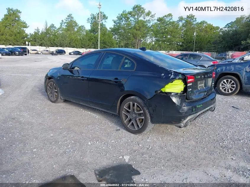 2017 Volvo S60 T5 Dynamic VIN: YV140MTL7H2420816 Lot: 45648552