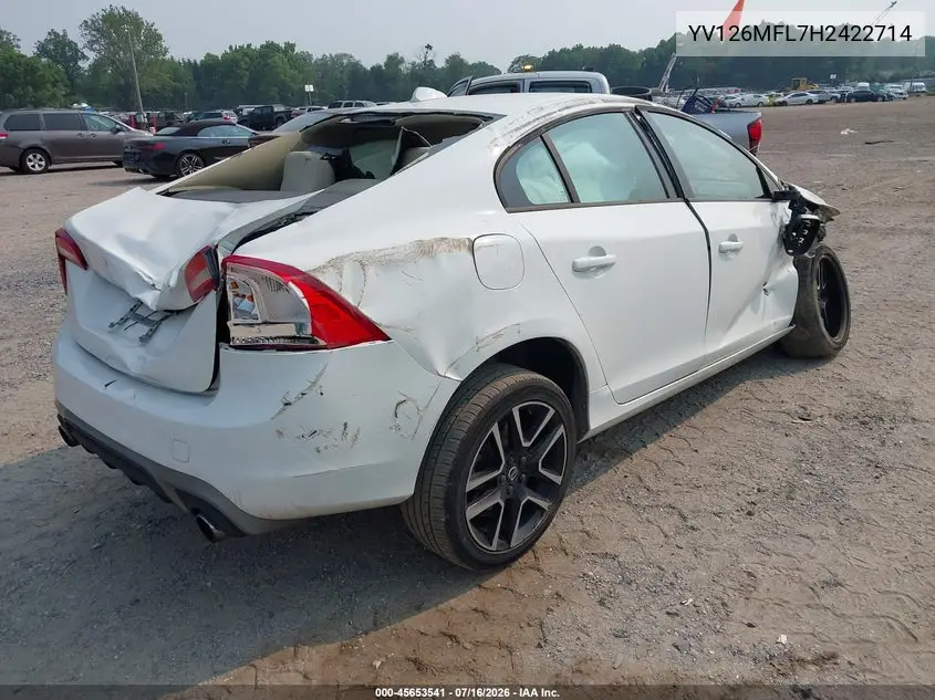 2017 Volvo S60 T5 Dynamic VIN: YV126MFL7H2422714 Lot: 45653541
