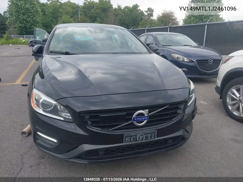 2018 Volvo S60 Dynamic VIN: YV149MTL1J2461096 Lot: 12649335