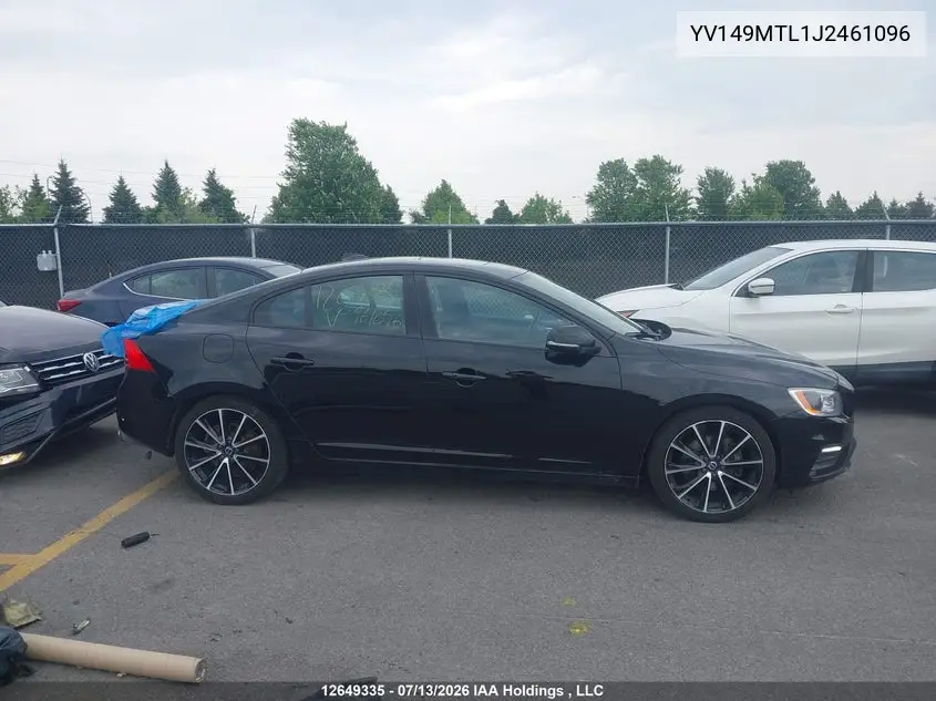 2018 Volvo S60 Dynamic VIN: YV149MTL1J2461096 Lot: 12649335