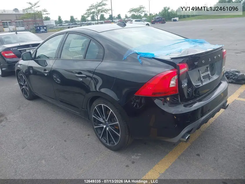 2018 Volvo S60 Dynamic VIN: YV149MTL1J2461096 Lot: 12649335