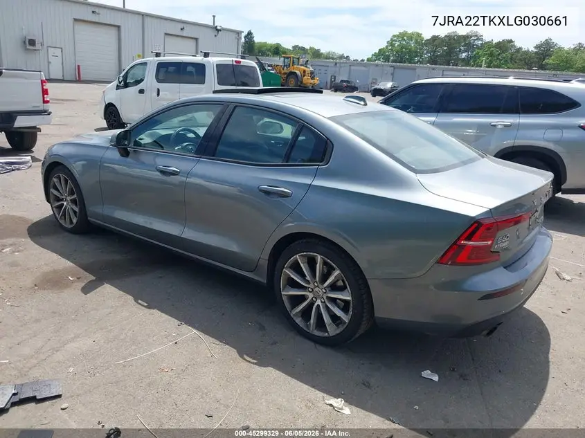 2020 Volvo S60 T6 Momentum VIN: 7JRA22TKXLG030661 Lot: 45299329